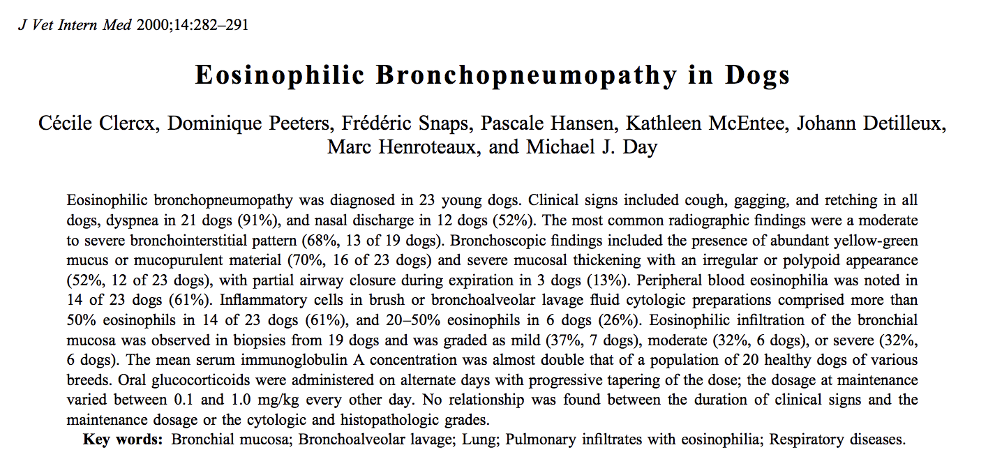Radiographic case study A coughing Siberian Husky